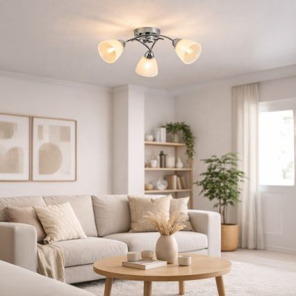 Površinski montirani stropni luster CLARA 3xE27/15W/230V, sjajni krom