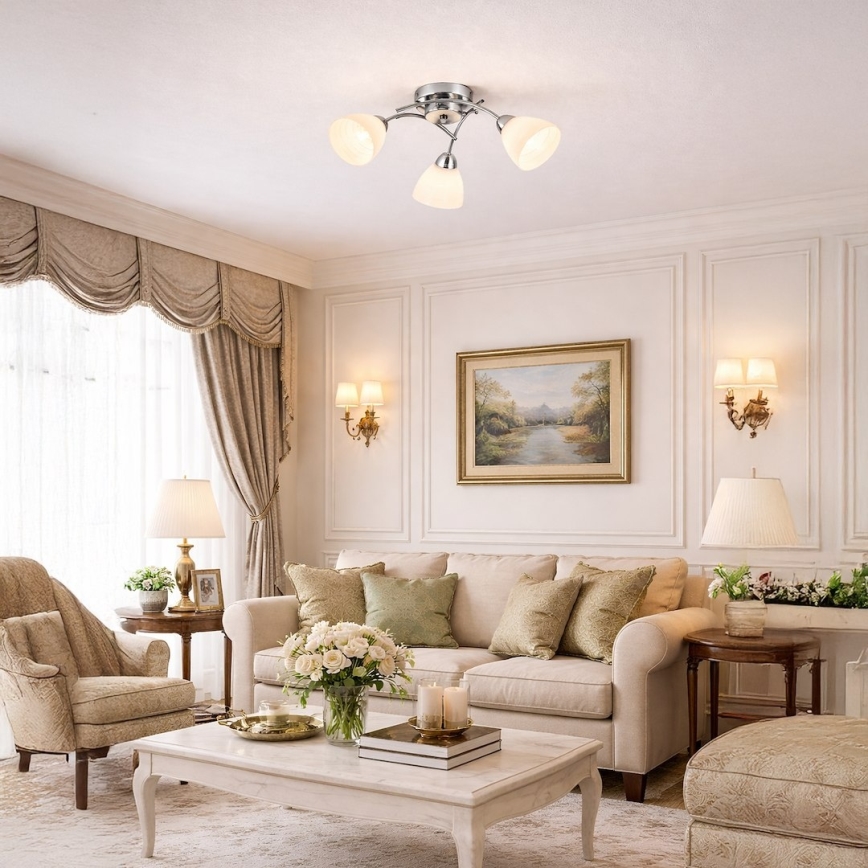 Površinski montirani stropni luster CLARA 3xE27/15W/230V, sjajni krom
