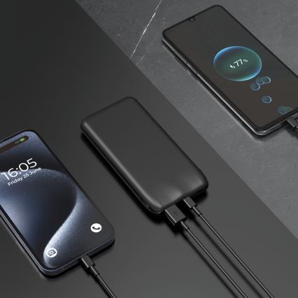 Power Bank 10000 mAh 10W Power Delivery 2xUSB-C + 1xUSB-A crna