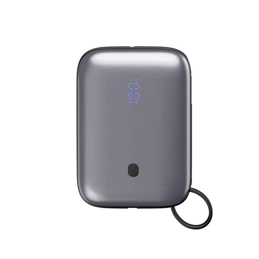 Power Bank 10000 mAh 20W Power Delivery kompaktni s ugrađenim USB-C kabelom za namatanje 1m crna