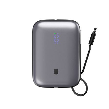 Power Bank 10000 mAh 20W Power Delivery kompaktni s ugrađenim USB-C kabelom za namatanje 1m crna