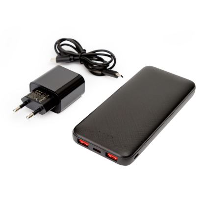 Power Bank 10000 mAh + adapter 20W Power Delivery + USB-C/USB-C kabel 1m crna
