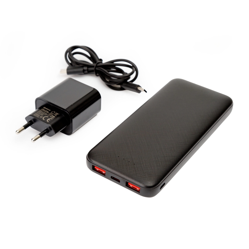 Power Bank 10000 mAh + adapter 20W Power Delivery + USB-C/USB-C kabel 1m crna