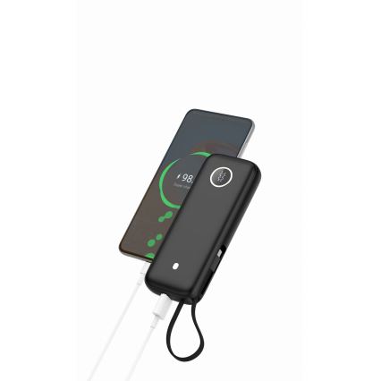 Power Bank 20000 mAh 1xUSB-A + 2xUSB-C s USB kabelom 1m crna
