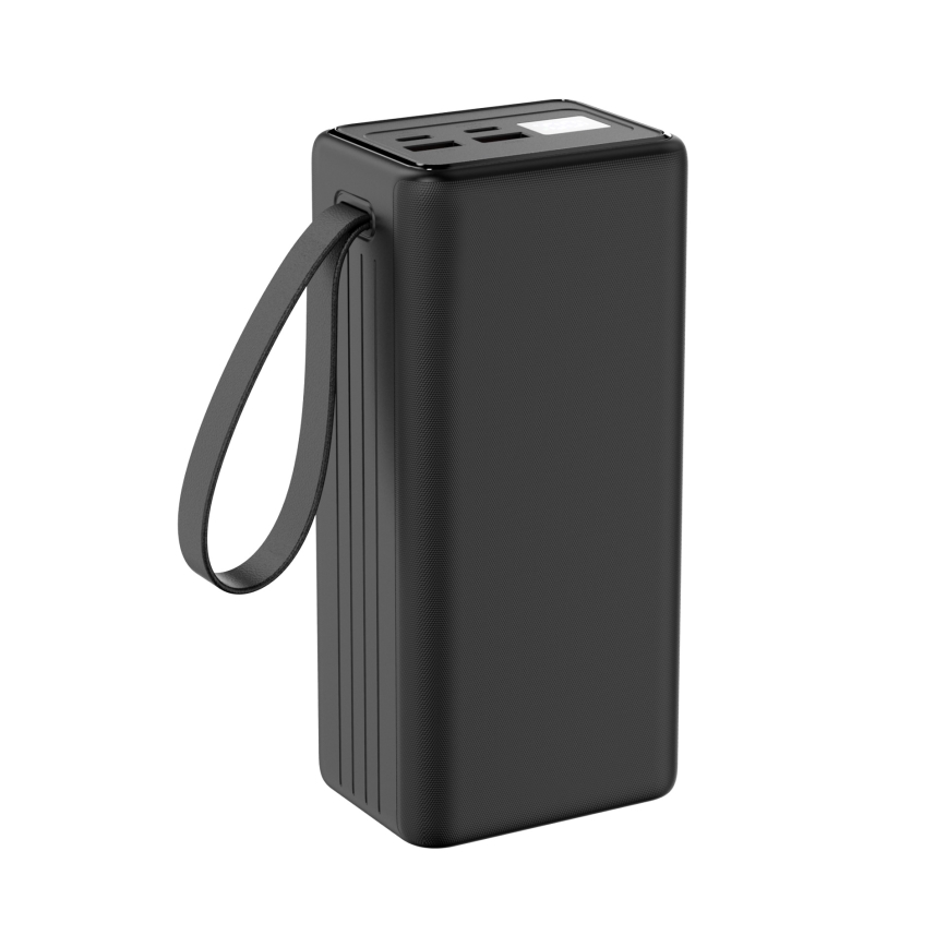 Power Bank 40000 mAh 65W Power Delivery 2xUSB-A + 2xUSB-C s LED baterijskom svjetiljkom i USB-C kabelom 1m crna