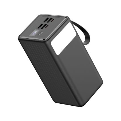 Power Bank 60000 mAh 20W Power Delivery 4xUSB-A + 2xUSB-C s LED baterijskom svjetiljkom i USB-C kabelom 1m crna