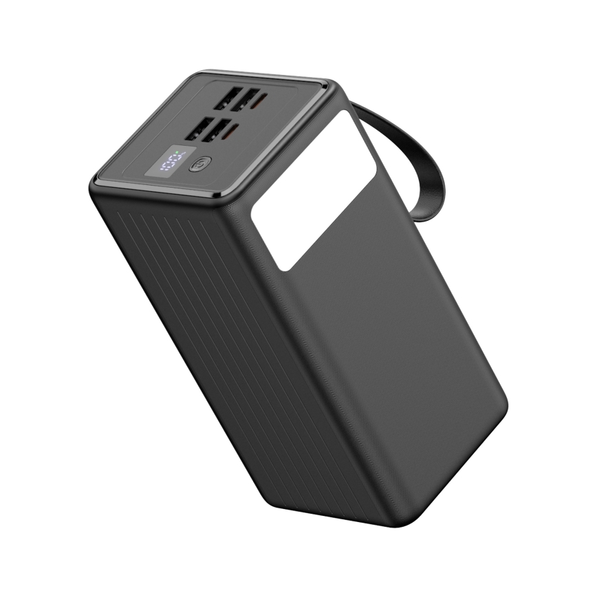 Power Bank 60000 mAh 20W Power Delivery 4xUSB-A + 2xUSB-C s LED baterijskom svjetiljkom i USB-C kabelom 1m crna