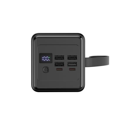 Power Bank 60000 mAh 20W Power Delivery 4xUSB-A + 2xUSB-C s LED baterijskom svjetiljkom i USB-C kabelom 1m crna