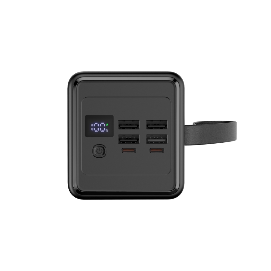 Power Bank 60000 mAh 20W Power Delivery 4xUSB-A + 2xUSB-C s LED baterijskom svjetiljkom i USB-C kabelom 1m crna