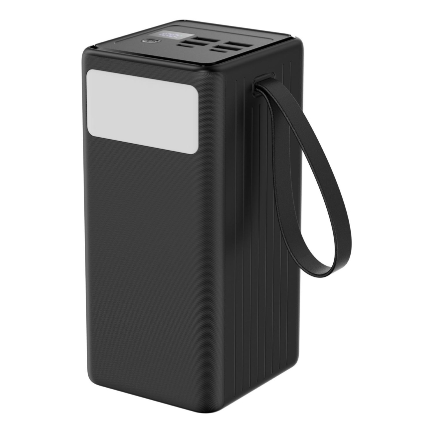 Power Bank 60000 mAh 20W Power Delivery 4xUSB-A + 2xUSB-C s LED baterijskom svjetiljkom i USB-C kabelom 1m crna