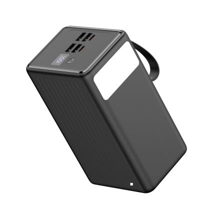 Power Bank 70000 mAh 20W Power Delivery 4xUSB-A + 2xUSB-C s LED baterijskom svjetiljkom i USB-C kabelom 1m crna