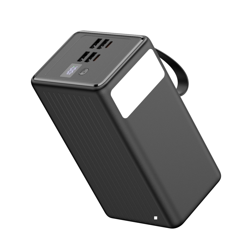 Power Bank 70000 mAh 20W Power Delivery 4xUSB-A + 2xUSB-C s LED baterijskom svjetiljkom i USB-C kabelom 1m crna