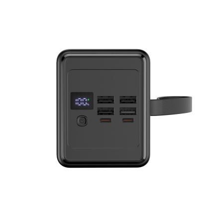 Power Bank 70000 mAh 20W Power Delivery 4xUSB-A + 2xUSB-C s LED baterijskom svjetiljkom i USB-C kabelom 1m crna