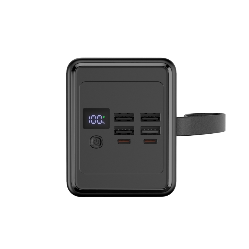 Power Bank 70000 mAh 20W Power Delivery 4xUSB-A + 2xUSB-C s LED baterijskom svjetiljkom i USB-C kabelom 1m crna