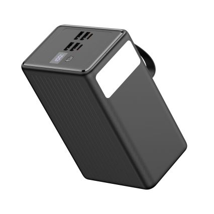 Power Bank 80000 mAh 20W Power Delivery 4xUSB-A + 2xUSB-C s LED baterijskom svjetiljkom i USB-C kabelom 1m crna