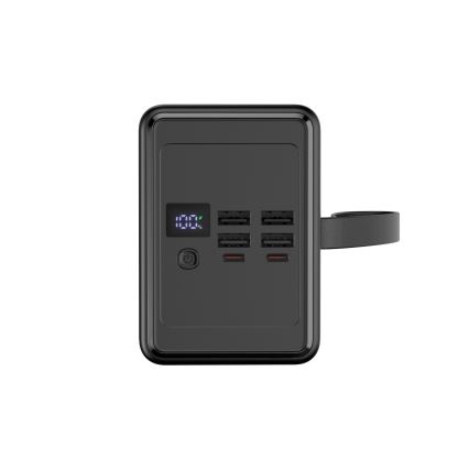 Power Bank 80000 mAh 20W Power Delivery 4xUSB-A + 2xUSB-C s LED baterijskom svjetiljkom i USB-C kabelom 1m crna