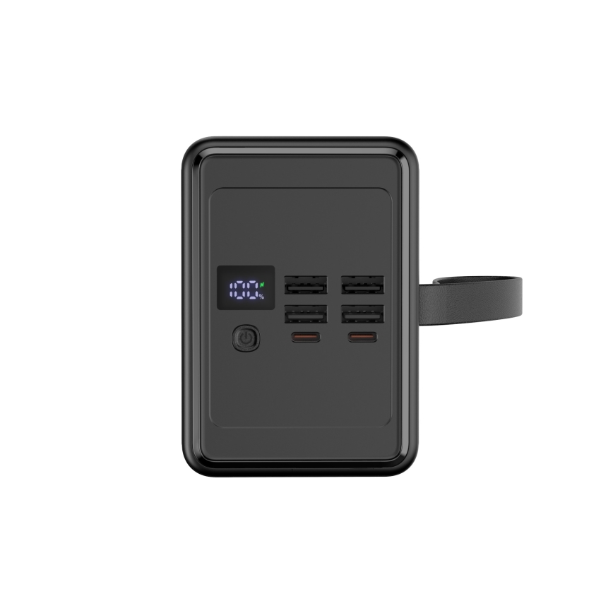 Power Bank 80000 mAh 20W Power Delivery 4xUSB-A + 2xUSB-C s LED baterijskom svjetiljkom i USB-C kabelom 1m crna