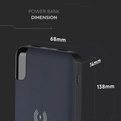 Power Bank 8000mAh/3,7V s bežičnim punjenjem i dok stanicom plava