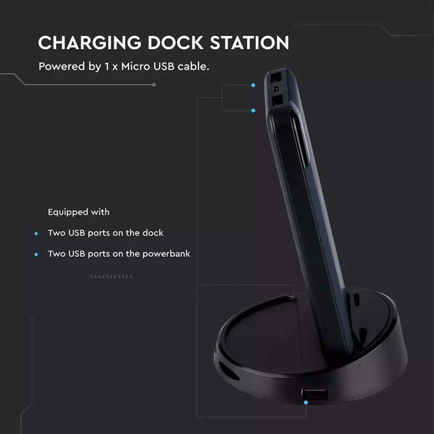 Power Bank 8000mAh/3,7V s bežičnim punjenjem i dok stanicom plava