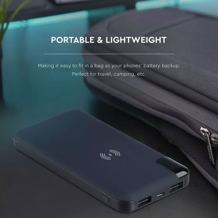 Power Bank 8000mAh/3,7V s bežičnim punjenjem i dok stanicom plava