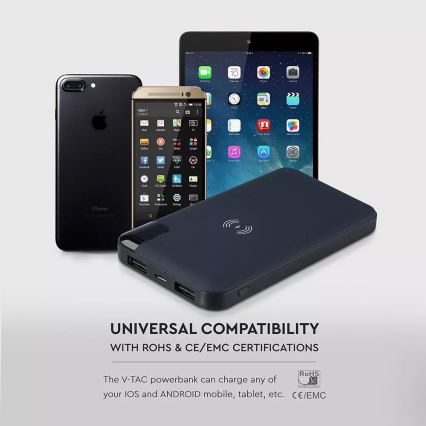 Power Bank 8000mAh/3,7V s bežičnim punjenjem i dok stanicom plava