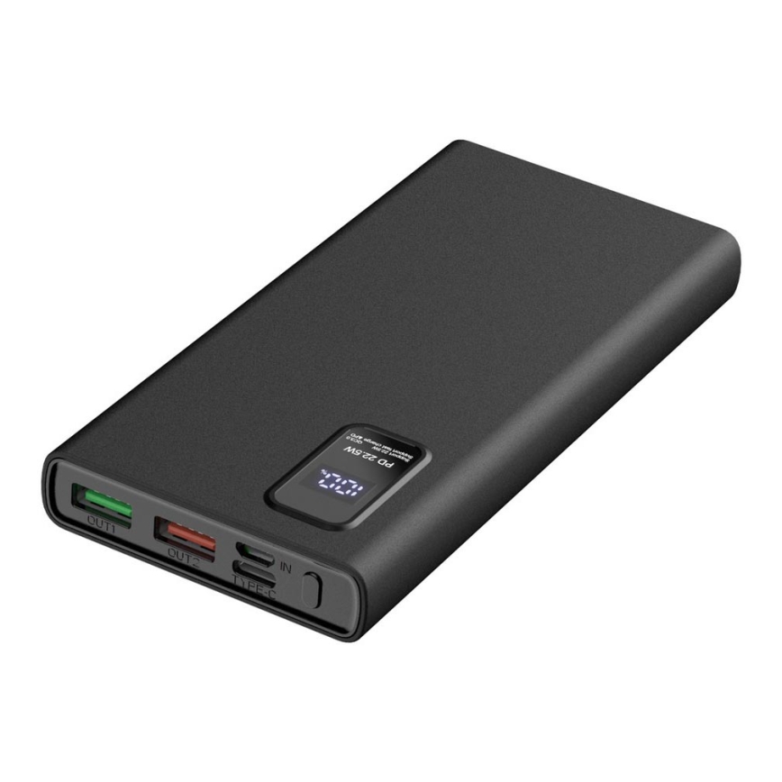 Power Bank s LED zaslonom Power Delivery 10000 mAh 3,7V crna