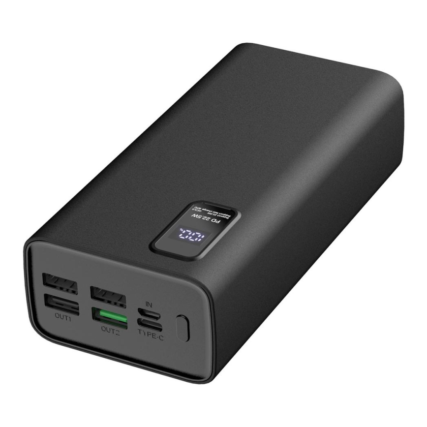 Power Bank s LED zaslonom Power Delivery 30000 mAh 3,7V crna