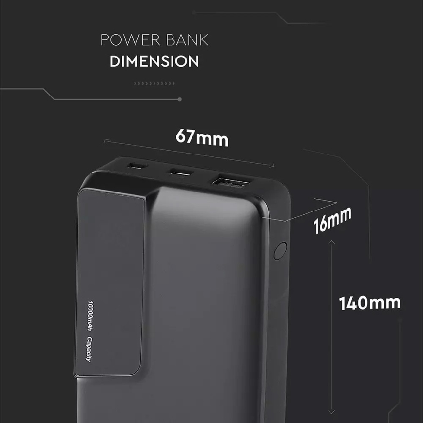 Power Bank sa zaslonom 10000mAh/3,7V crna