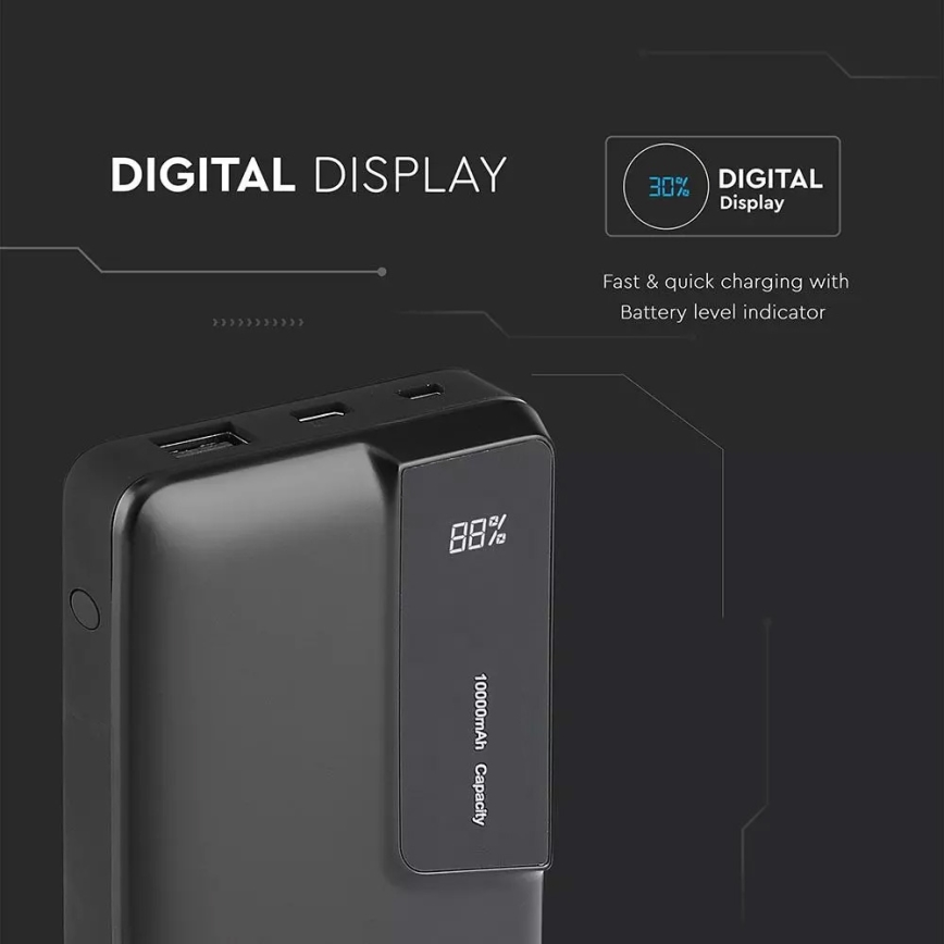 Power Bank sa zaslonom 10000mAh/3,7V crna
