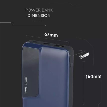 Power Bank sa zaslonom 10000mAh/3,7V plava