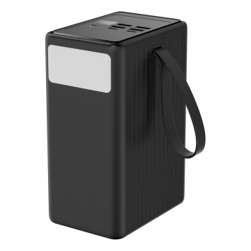 Powerbank 80 000 mAh, 65 W Power Delivery, 4xUSB-A + 2xUSB-C, s LED svjetiljkom i USB-C kabelom 1 m, crna