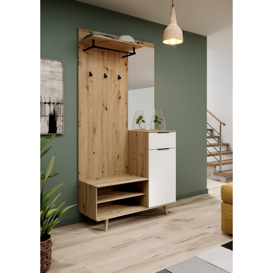 Predsoblje s ogledalom SVEN smeđa/bijela