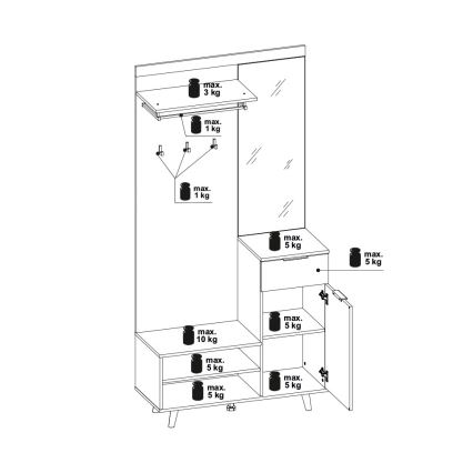 Predsoblje s ogledalom SVEN smeđa/bijela