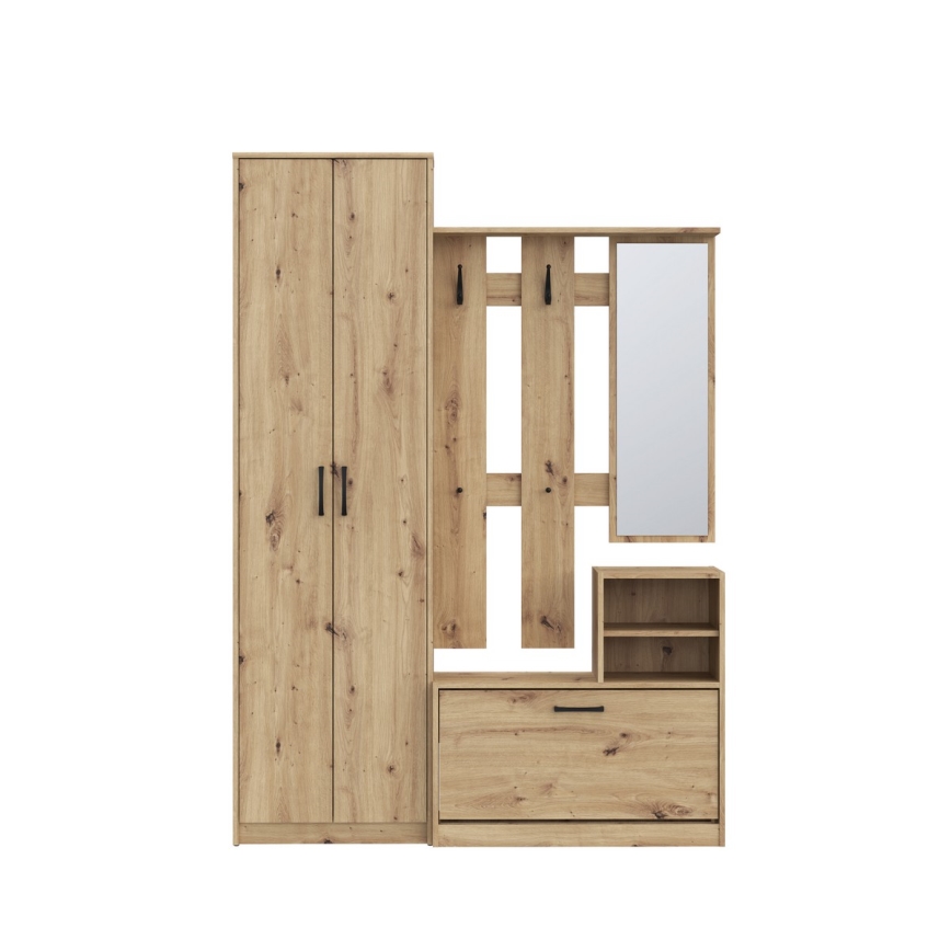 Predsobna stijenka s ogledalom KAVI, hrast artisan