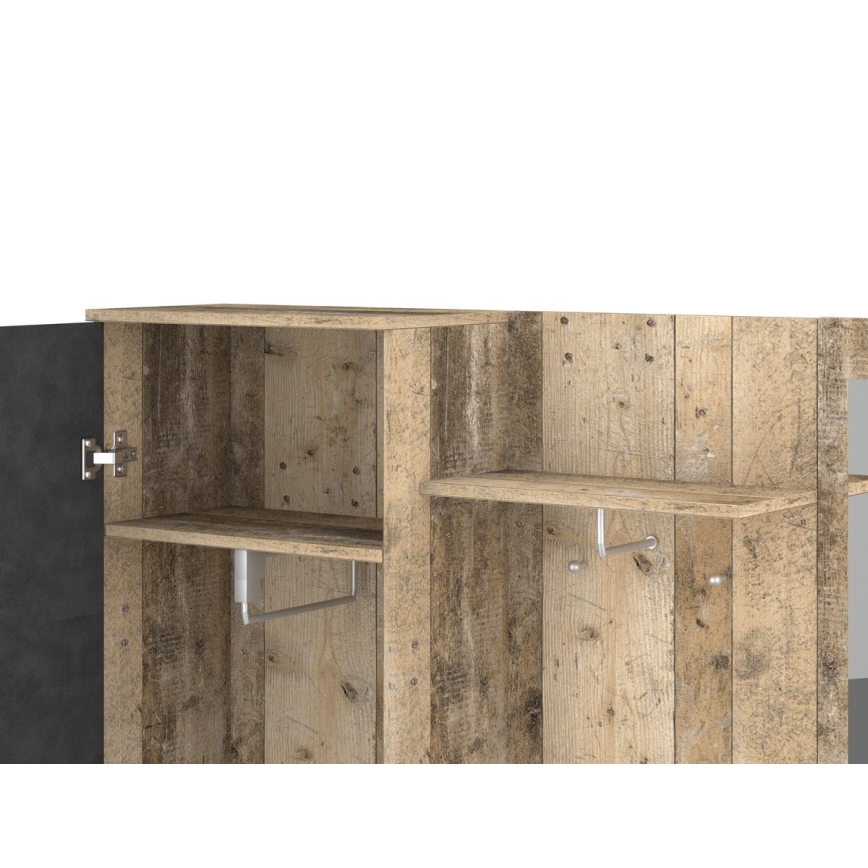 Predsobna stijenka s ogledalom NOLAN smeđa/grafit