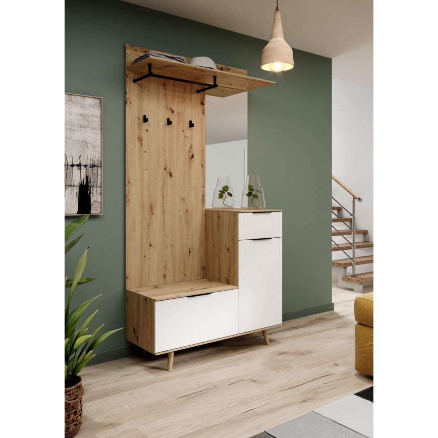 Predsobna stijenka sa ogledalom SVEN smeđa/bijela