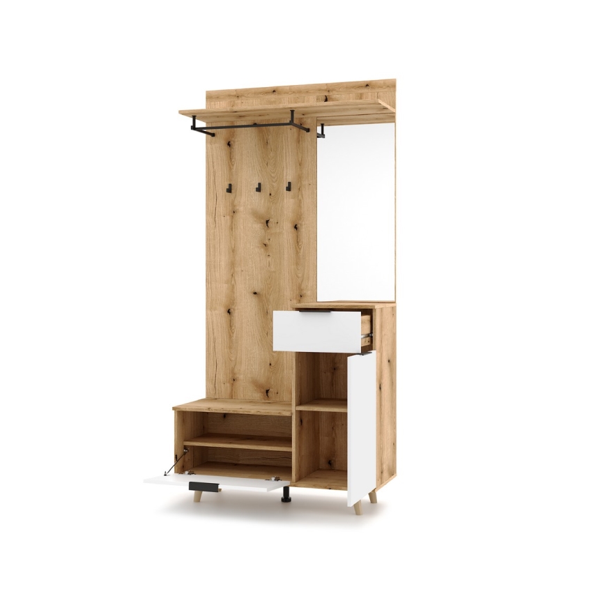 Predsobna stijenka sa ogledalom SVEN smeđa/bijela