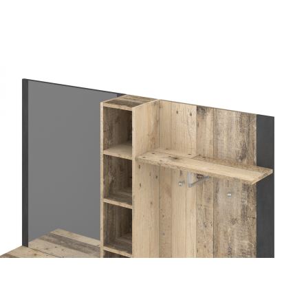 Predsobni zid s ogledalom KEVIN smeđa/crna