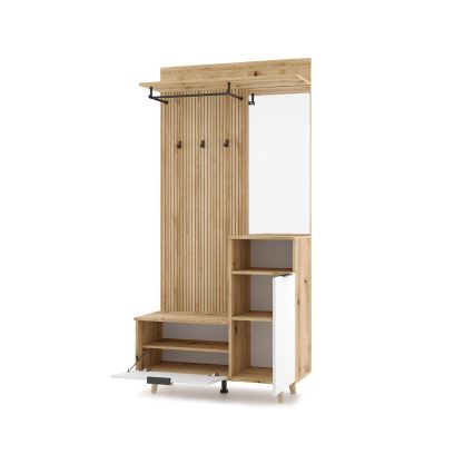 Predsobni zid SVEN sa ogledalom, smeđa/bijela