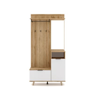 Predsobni zid SVEN sa ogledalom, smeđa/bijela