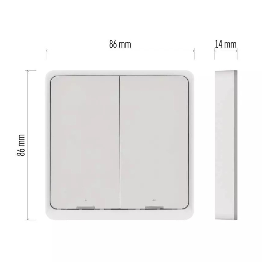 Prekidač s 2 tipke GoSmart 1xCR2430 Tuya bijela
