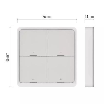 Prekidač s 4 tipke GoSmart 1xCR2430 Tuya bijela