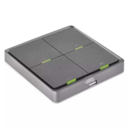 Prekidač s 4 tipke GoSmart 1xCR2430 Tuya crna