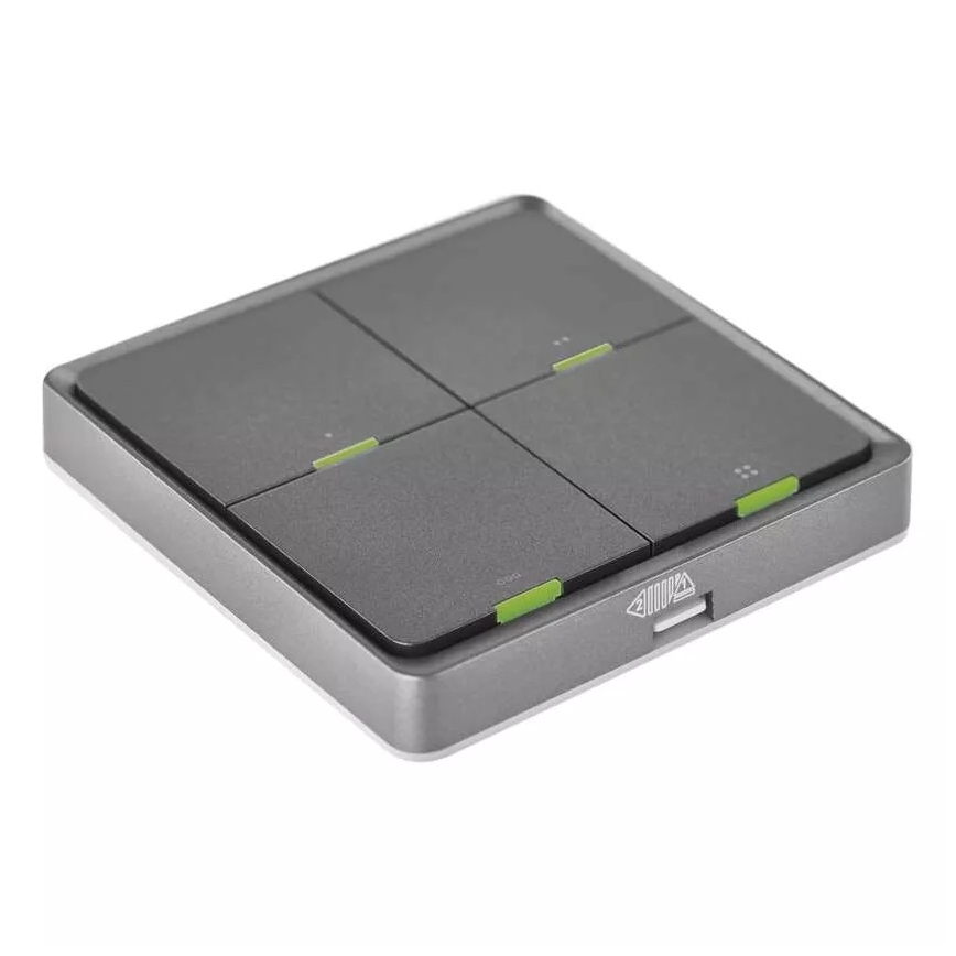 Prekidač s 4 tipke GoSmart 1xCR2430 Tuya crna