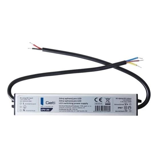 Prekidački izvor napajanja za LED trake 20W/12V IP67