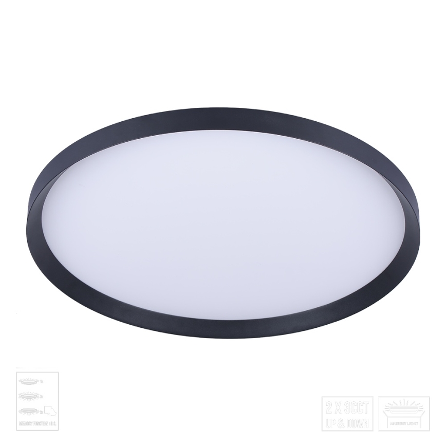 Prezent 17311 - LED stropna svjetiljka ADRA LED/42W/230V + LED/13W 3000/4000/6000K, promjer 48,5 cm, crna