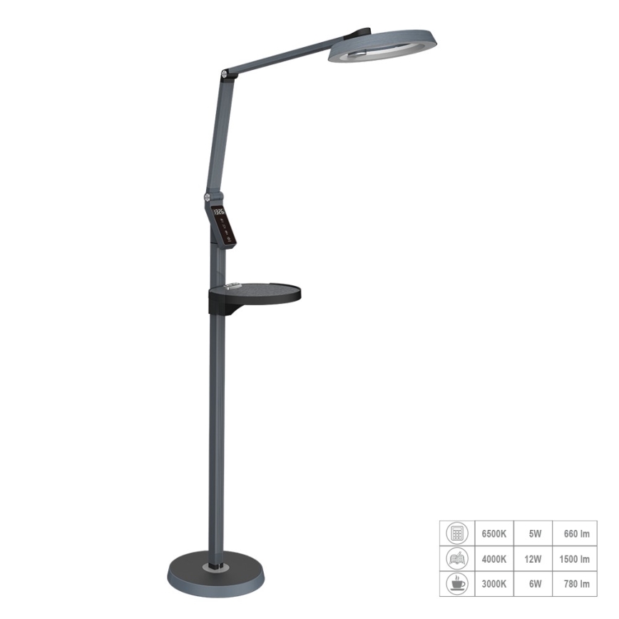 Prezent 31220 - LED Prigušiva dodirna podna lampa SALSA LED/15W/230V USB