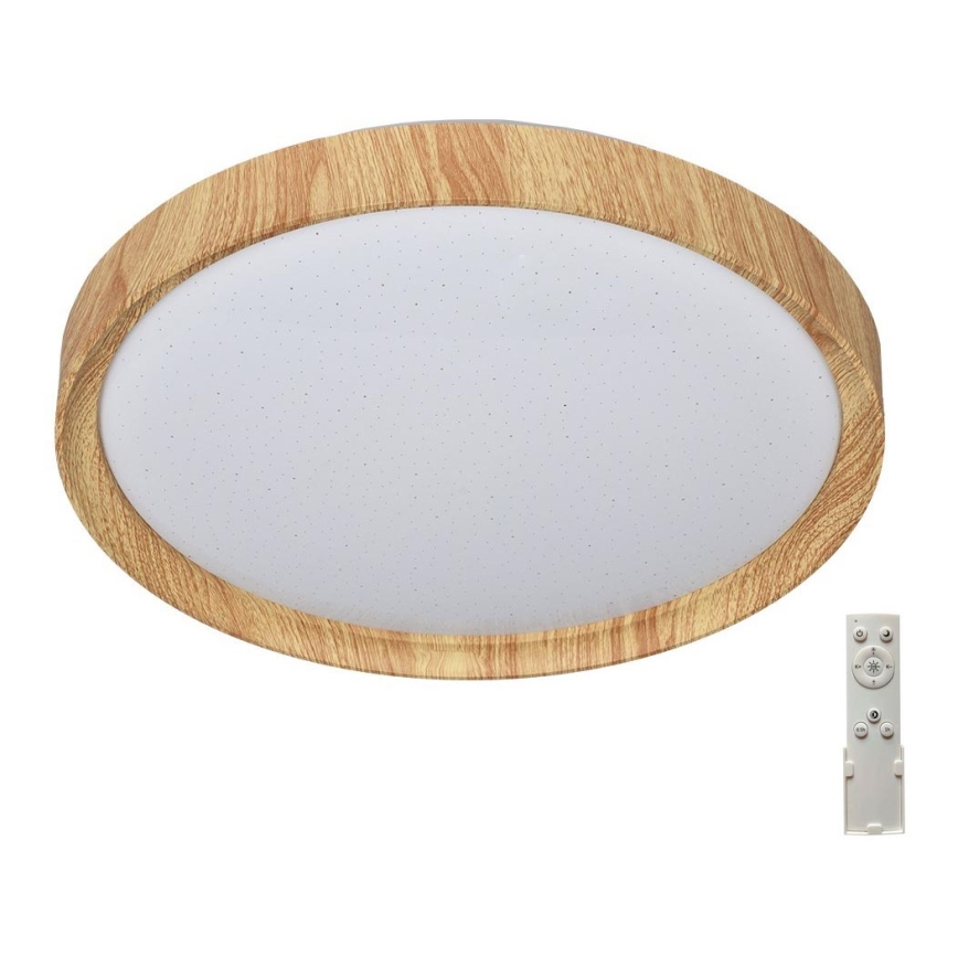 Prezent 71330 - LED Prigušiva stropna svjetiljka WOODEN LED/33W/230V 3000-6500K + daljinski upravljač