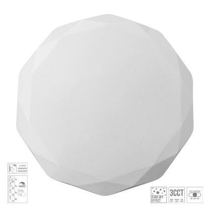 Prezent 71343 - LED stropna svjetiljka s mogućnošću prigušivanja IRIDIO LED/40W/230V 3000/4000/6500K pr. 49,5 cm bijela