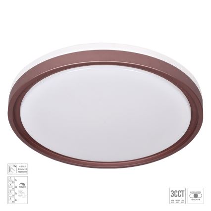 Prezent 71344 - LED prigušivo stropno svjetlo FLOREN LED/30W/230V 3000/4000/6500K Ø 41,5 cm smeđe